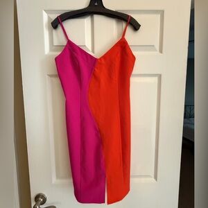 Pink and Orange Colorblock Dress